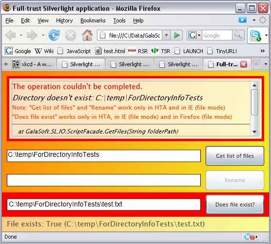 Silverlight application in Firefox