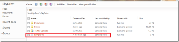 SkyDrive File Upload
